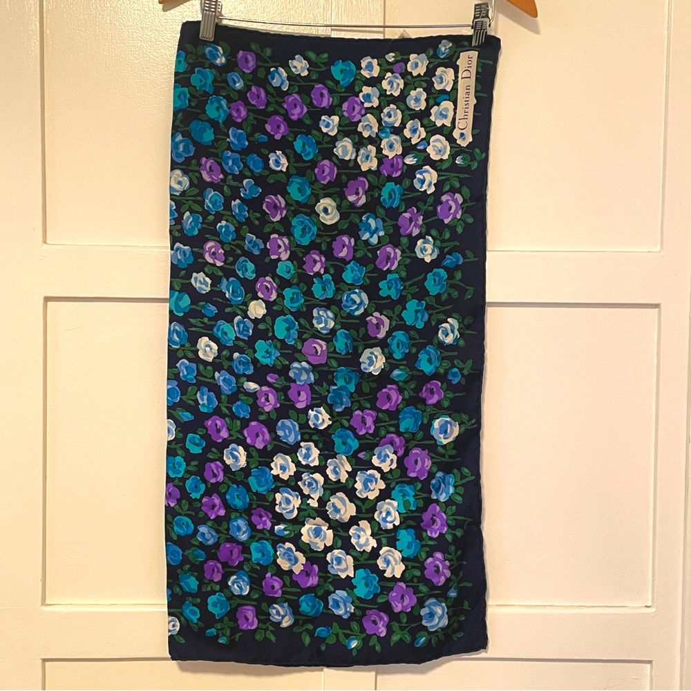 Vintage Christian Dior Floral Silk Scarf